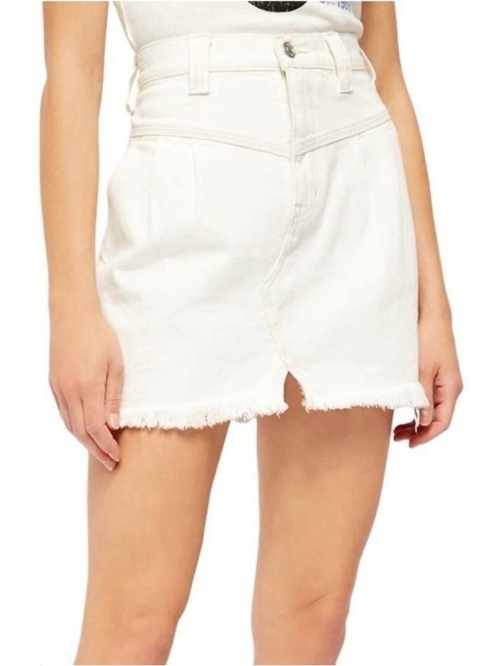We The Free White Frayed Denim Mini Skirt | 30